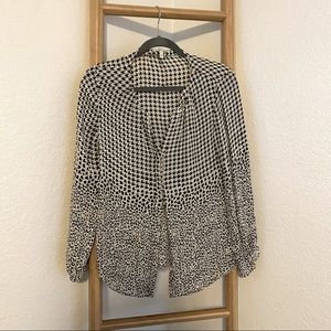 Joie Silk Blouse Herringbone and Cheetah Print